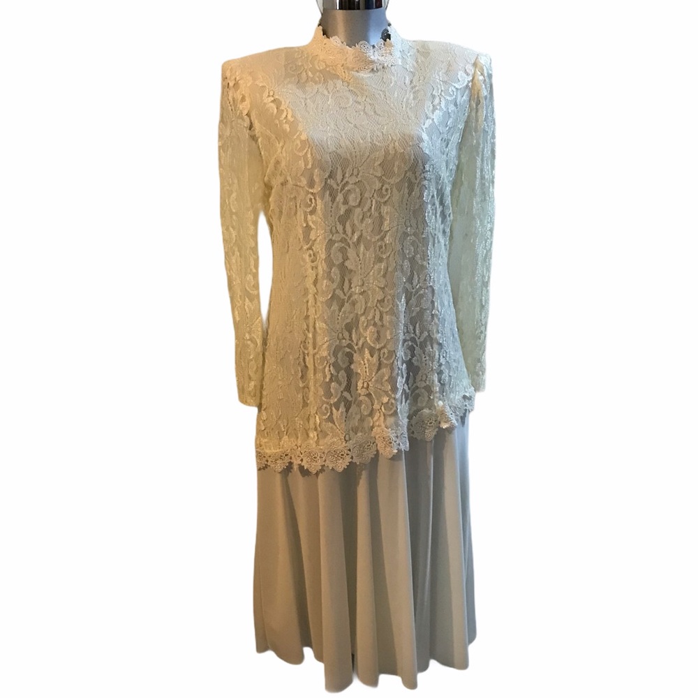 Riccardo Vintage Lace Bridal Dress Gatsby Long Sleeve Formal Wedding Angelcore L